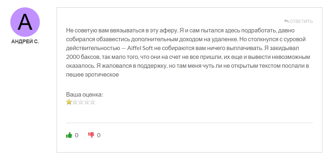 Жулдыздыр-брокер Aiffel Soft: шолу, пікірлер, алдағы жасау схемасы